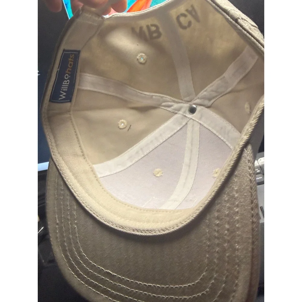 WillBo Baseball Cap Mens Adjustable Tan Cotton Twill Flat Brim Snapback Hat